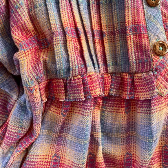 Free People Redwood Flannel Size Small Pink Plaid Babydoll Mini Dress M - Picture 11 of 14